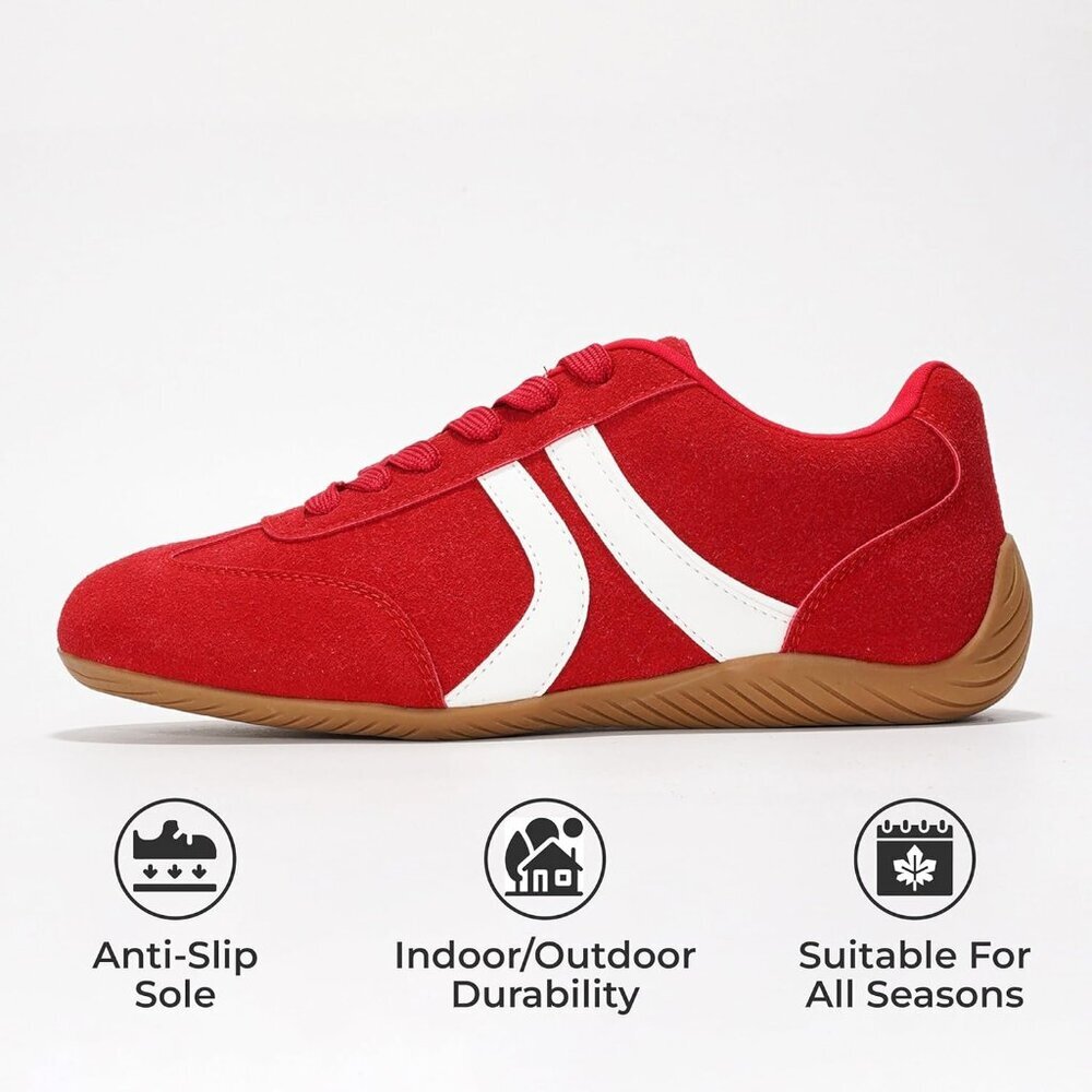 Women's Red Casual Project Cloud Barefoot Shoes Memory Foam Lace-Up Sneakers - Picture 3 of 5